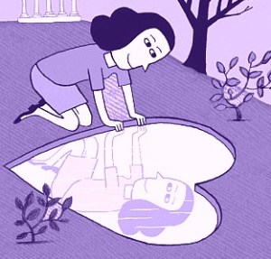 woman gazing at reflection article no copyright noted